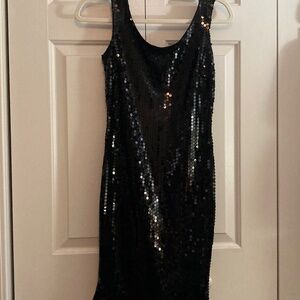 Black sequin cocktail dress